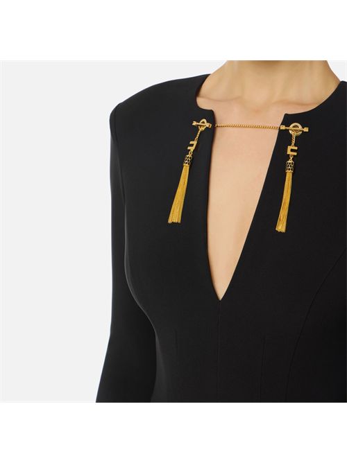 Abito in crêpe leggero con catena gioiello ELISABETTA FRANCHI | AB80557E2/110